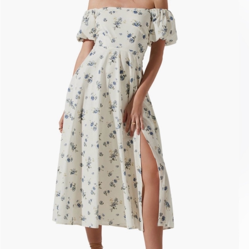 Floral Blue and White Dress